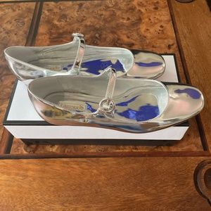LARROUDÉ Blair Ballet Flat In Silver Specchio